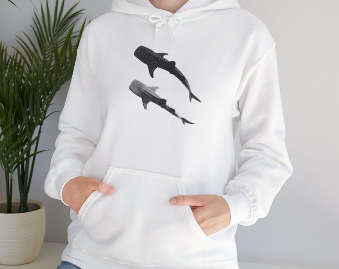 Ocean Shark Hoodie: Unisex Cotton-Blend Marine Life Sweatshirt