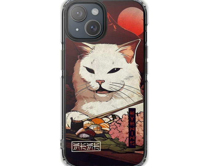 Cat-Themed Phone Case, Magnetic Clear Impact Case, Cute Cat Art, Pet Lover Gift, Phone Accessory, Animal Design for Holidays