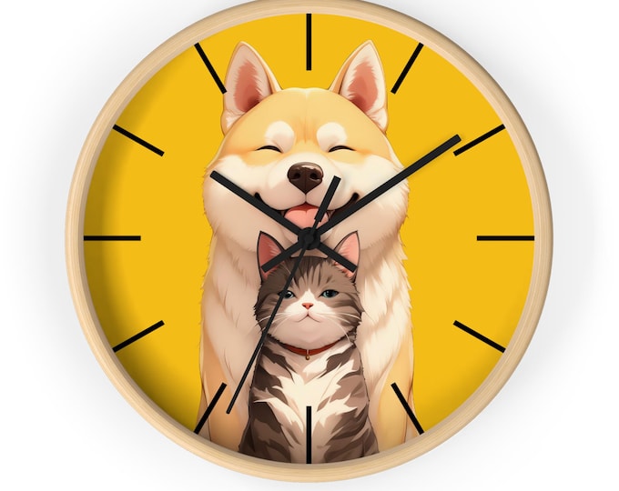 Cat and Dog Wall Clock: Whimsical Pet Lover Home Decor