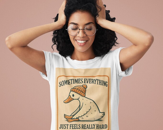 Duck Illustration Cotton Tee: Relaxed Fit Humor Apparel