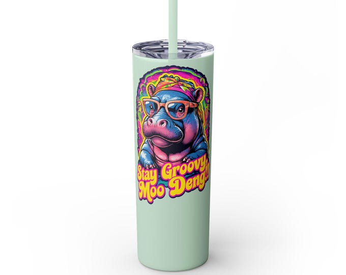 Groovy Hippo Skinny Tumbler: Funky 20oz Drinkware