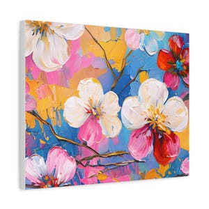 Floral Canvas Wall Art, Colorful Home Decor, Flower Painting for Living Room, Gift for Her, Spring Wall Decor, Bright Artwork