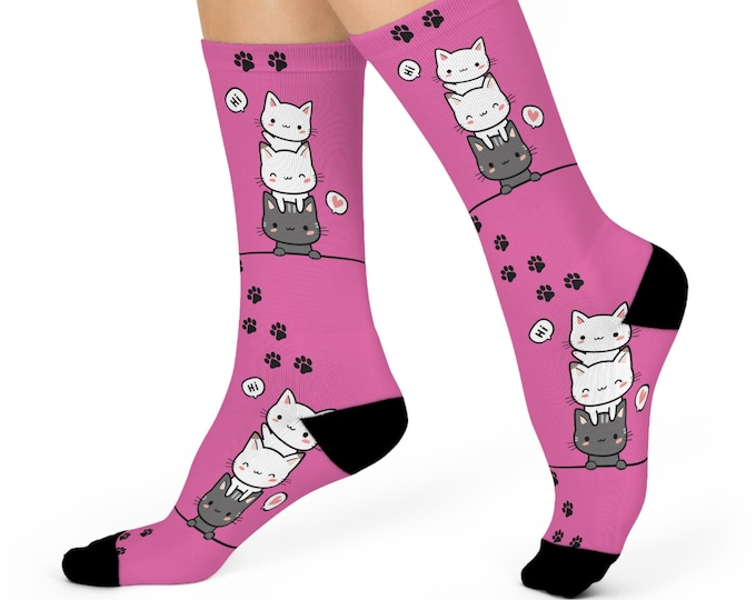 Gift for cat lovers, cat lady gifts, animal lover accessories, cats on socks