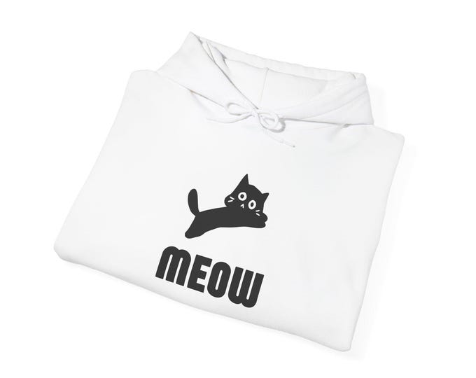 Cute Cat Meow Hoodie, Cat Lover Gift, Cozy Sweatshirt for Her, Feline Apparel, Pet Owner Hoodie