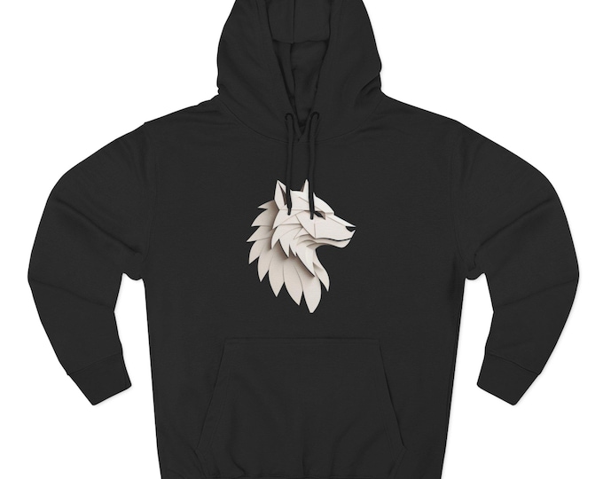 Fleece Hoodie: Elegant Wolf Design, Cozy Fall Wear