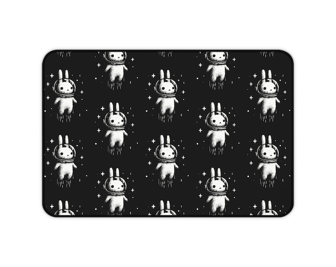 Cute Astronaut Bunny Desk Mat, Gaming Mouse Pad, Office Decor, Unique Gift for Space Lovers, Astronaut Themed Desk Accessory