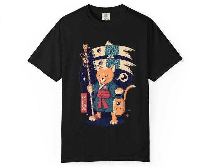Funny Cat Samurai T-Shirt: Unique Anime Pet Lover Apparel