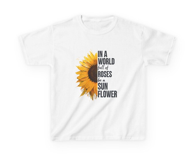 Inspiring Kids Sunflower Tee, Motivational T-Shirt, Youth Clothing, Birthday Gift, Summer Apparel, Positive Vibes