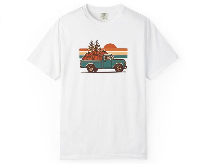 Retro Sunset Truck Graphic Tee: Vintage Inspired Cotton T-Shirt