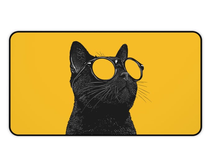 Cool Cat Desk Mat - Stylish Office Decor, Gifts for Cat Lovers, Fun Home Office Accessory, Unique Desk Accessories, Cat-Themed Gifts