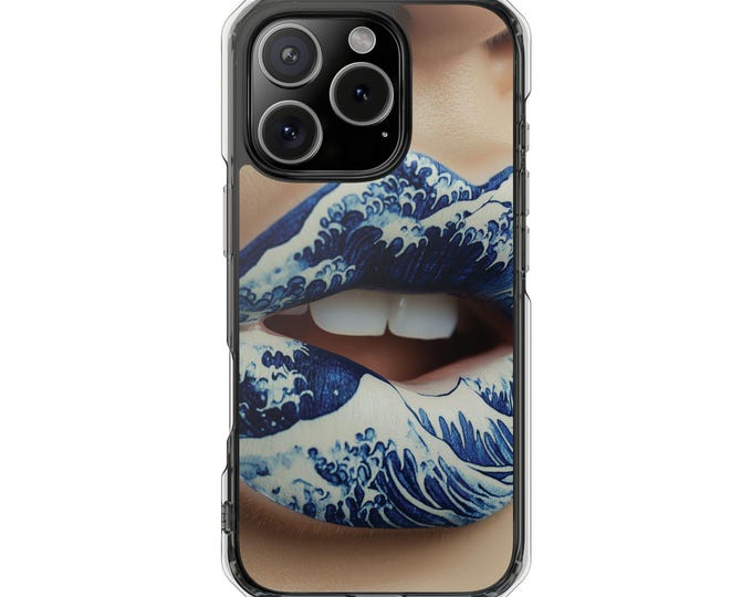 Ocean Wave Lips Magnetic Clear Phone Case: Beach Lover Accessory