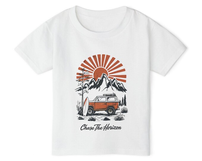 Adventure Toddler T-shirt: Vintage Car, Outdoor Camping Design