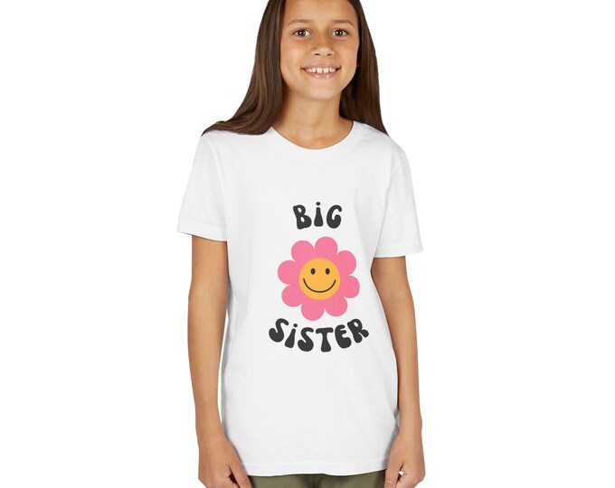 T-Shirt for Girls, Gift for New Big Sisters, Floral Kids Tee, Cute Sibling Shirt