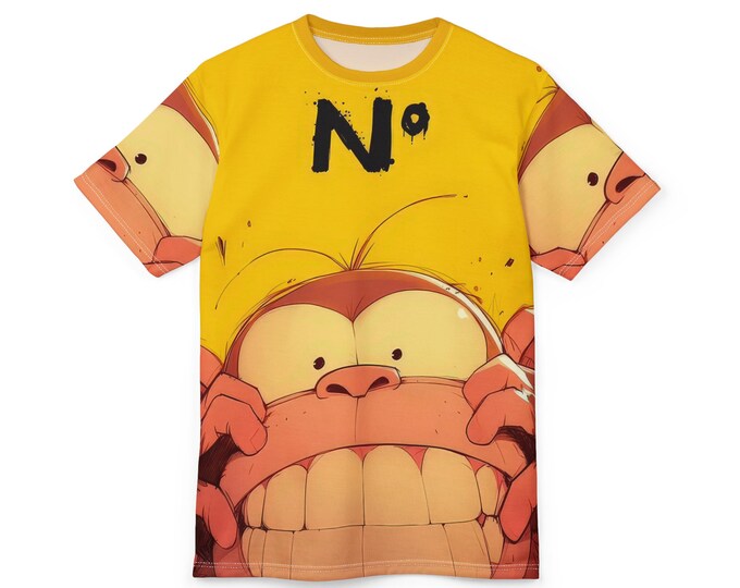 Playful Cartoon Graphic Tee: Unisex Cut & Sew Design