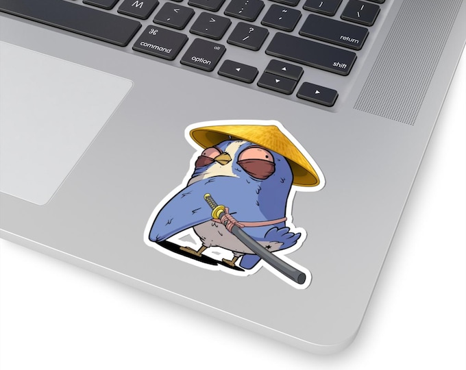 Samurai Owl Kiss-Cut Stickers | Cute Art Decals for Laptops, Notebooks, Journals, Gifts, and Decor