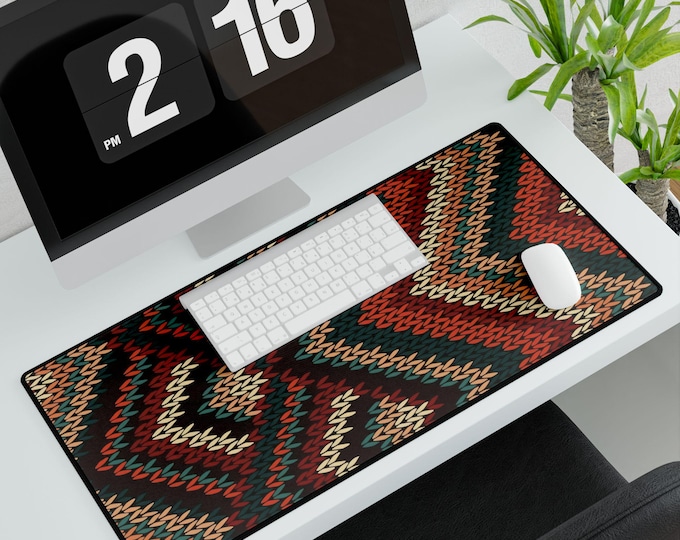 Boho Desk Mat: Vintage Pattern, Home Office Decor
