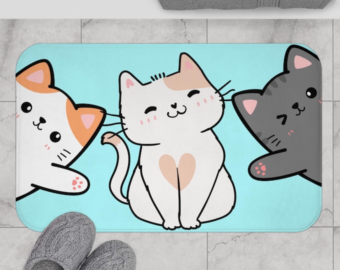 Bathroom mat, cute cat lover bathroom mat, gift for animal lovers