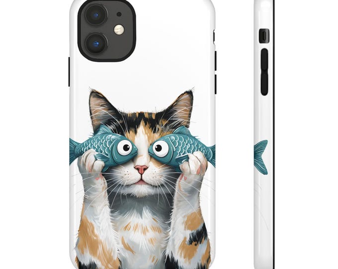 Whimsical Cat Phone Case, Cute Cat Lovers Gift, Unique Pet Owner Accessory, Fun Cat Art, Animal Themed Case