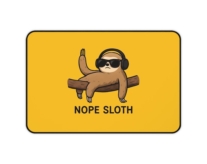 Cool Sloth Desk Mat - Fun Office Decor, Home Office Desk Pad, Unique Gift for Sloth Lovers, Funny Workspace Accessory, Student Gift