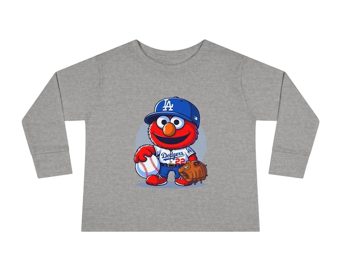 Elmo Baseball Toddler Long Sleeve Tee: Kids Sports Shirt