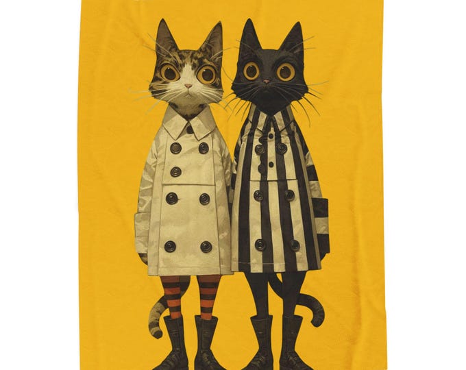 Cat Art Velveteen Plush Blanket: Cozy Throw for Cat Lovers