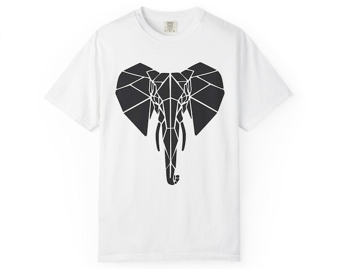 Geometric Elephant Graphic T-Shirt - Unisex, Casual Wear, Animal Lover Gift, Eco-Friendly Cotton, Everyday Style