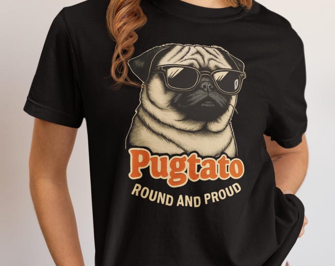 Comfort colors Pug Tee, Retro Pug Design.
