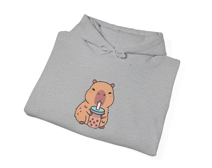 Capybara Drinking Bubble Tea Hoodie | Cute Animal Kawaii Design