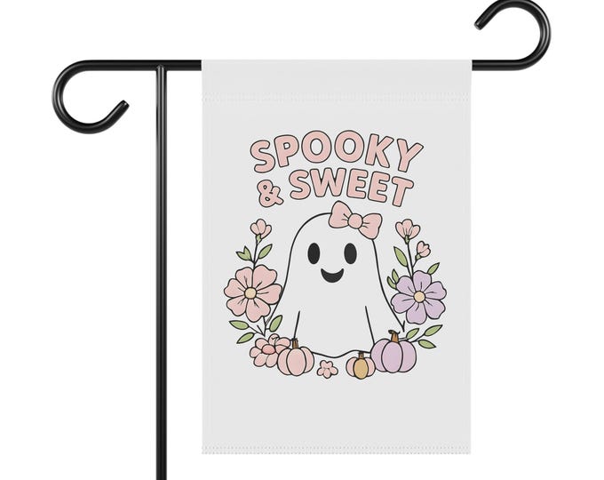 Spooky & Sweet Garden Flag, Halloween Yard Decoration, Fall Banner, Front Porch Decor, Seasonal Outdoor Sign