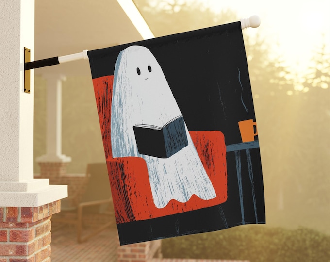 Cozy Ghost Garden Banner, Fall Decor, Halloween Flag, Home Decoration, Whimsical Outdoor Display