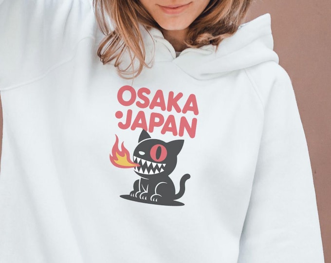 Osaka Japan Cat Hoodie: Fleece Japanese Streetwear