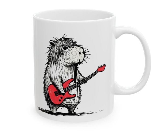 Rockin' Hedgehog Coffee Mug: Funny Animal, Music Lover Gift