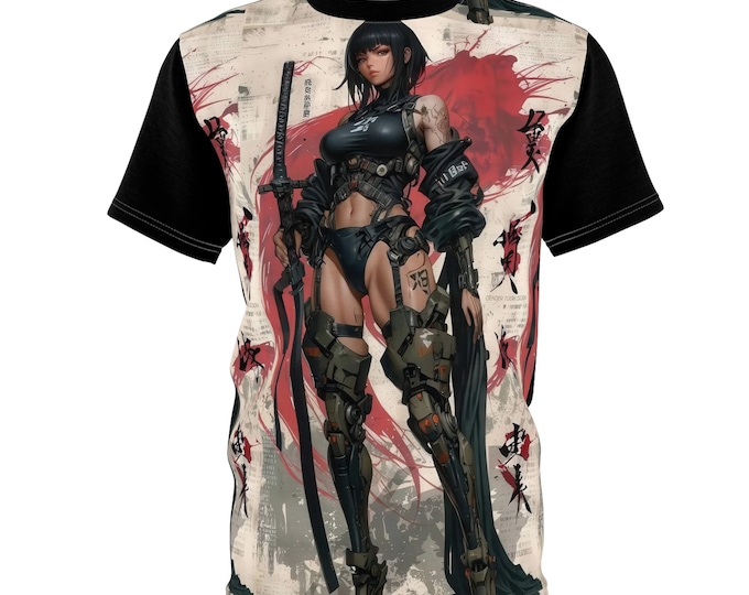 Fierce Warrior Anime Tee: Edgy Streetwear, Unisex Graphic Top