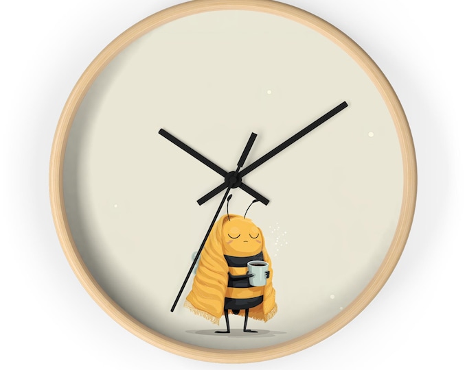 Cute wall decor wall clock with cute bee. Children's playroom decor, classroom l wall decor, gift for teachers.