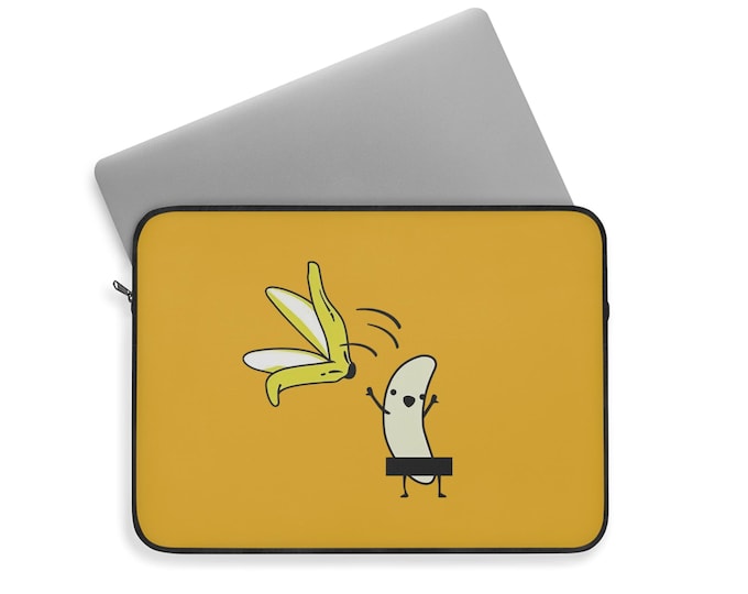 Funny Banana Laptop Sleeve, Cute Tech Accessory, Quirky Gift for Students, Office Humor, Unique Computer Case, Fun Summer Vibe