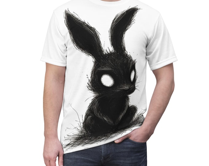 Mystical Black Bunny Tee: Whimsical Rabbit Halloween Apparel