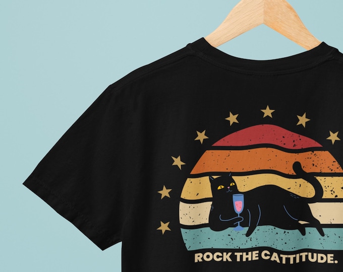Vintage Cat T-Shirt: Comfort Colors 'Rock the Cattitude' Tee