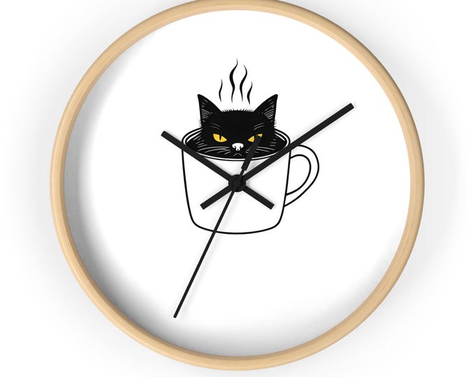 Cat in Mug Wall Clock: Whimsical Home Decor