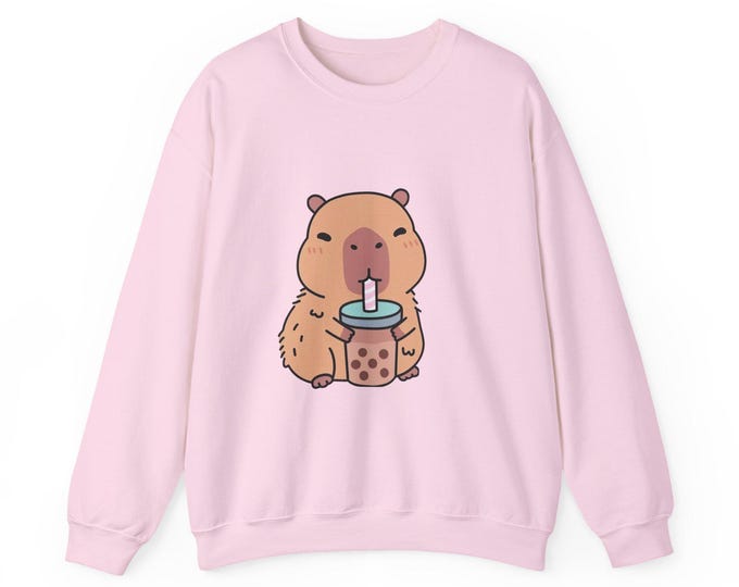 Bubble Tea Capybara Sweatshirt | Cute Boba Animal Illustration