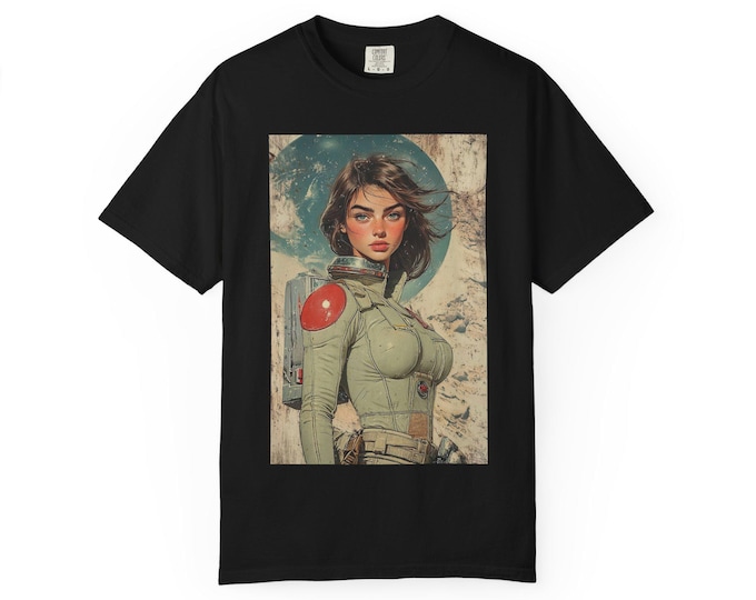 Vintage Illustration Graphic Tee - Garment-Dyed Cotton Unisex T-Shirt