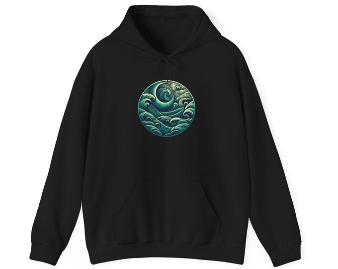Ocean Wave Hoodie: Unisex Cotton-Blend Sweatshirt for Beach Lovers