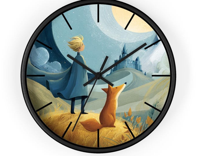 Whimsical Fox & Boy Wall Clock: Kids Room Decor, Unique Accent