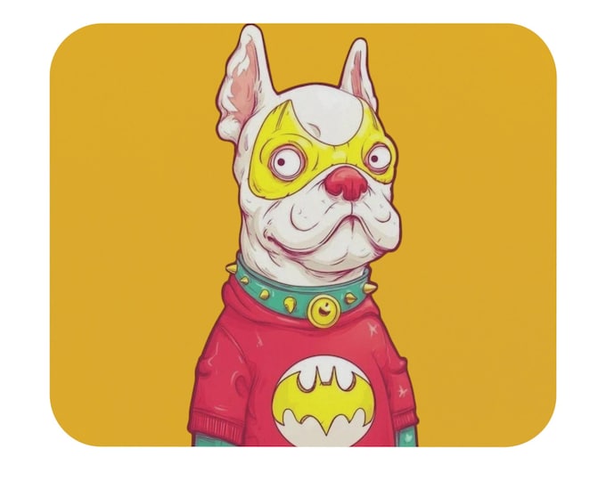 Quirky Batdog Mouse Pad: Fun Desk Accessory for Dog Lovers