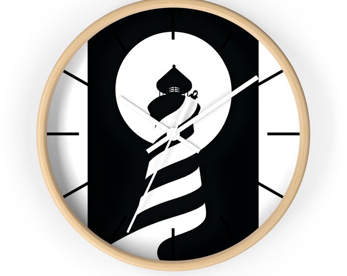 Minimalist Lighthouse Wall Clock: Modern Coastal Home Decor