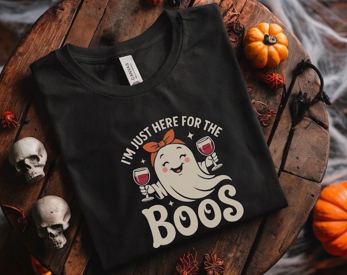 Halloween Ghost Wine T-Shirt: Funny Unisex Fall Party Top