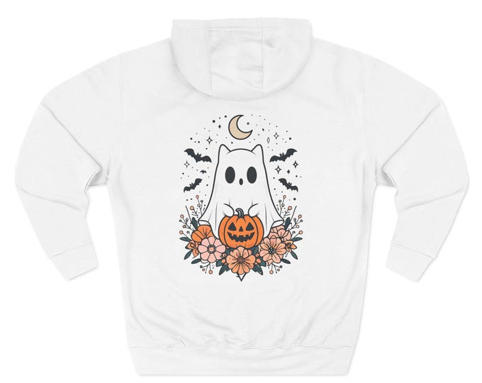 Halloween Ghost Fleece Hoodie: Cozy Spooky Season Apparel