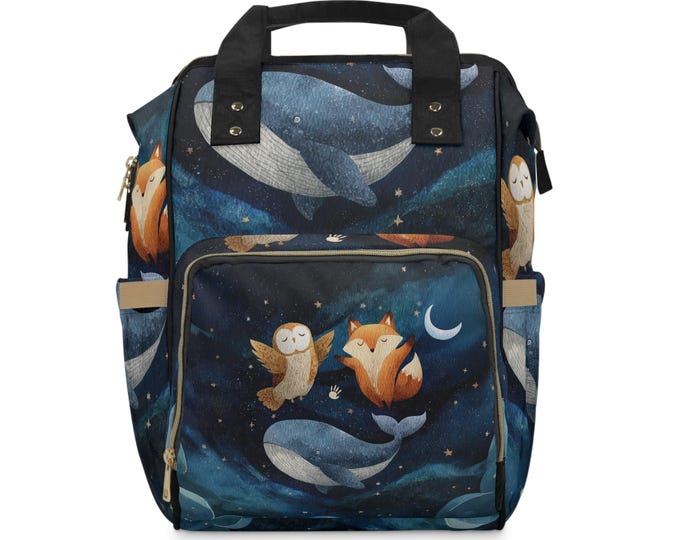Woodland Animals Diaper Backpack: Stylish Nylon Baby Bag