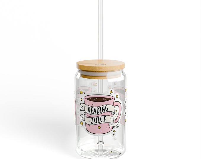 Reading Juice Sipper Glass (16oz): Book Lover Gift