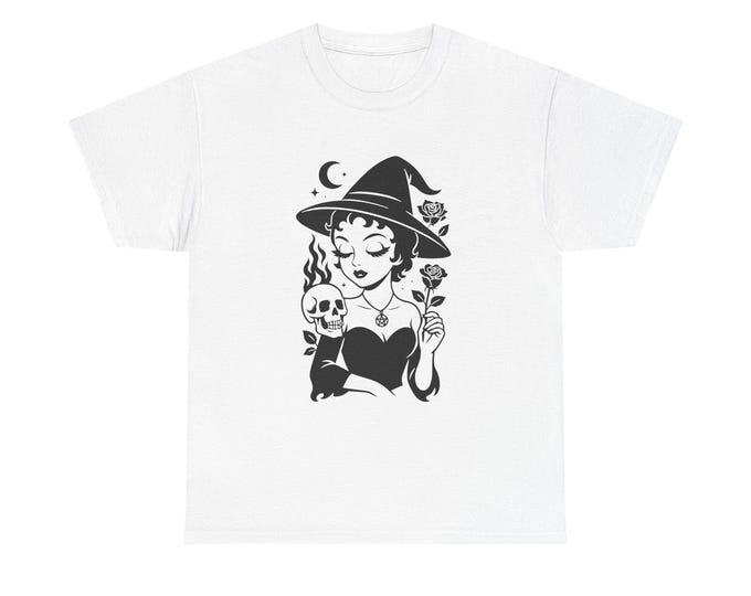 Halloween costume, t-shirt ,not too scary, witch.