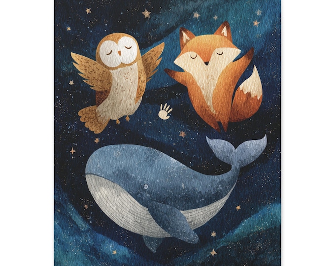 Whimsical Animal Canvas Print: Nursery & Kids Room Wall Art